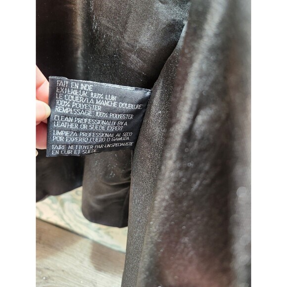 Excelled Women's  Leather Jacket Size 16RL 100% Leather Button 2000s Y2K - Picture 4 of 6